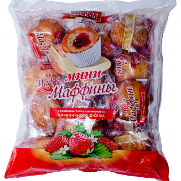 Мини-маффины Русский бисквит клубничный джем и ароматом сливок 465г