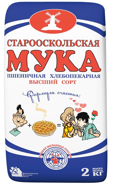 

Мука Старооскольская Славна пшеничная хлебопекарная высшего сорта 2 кг