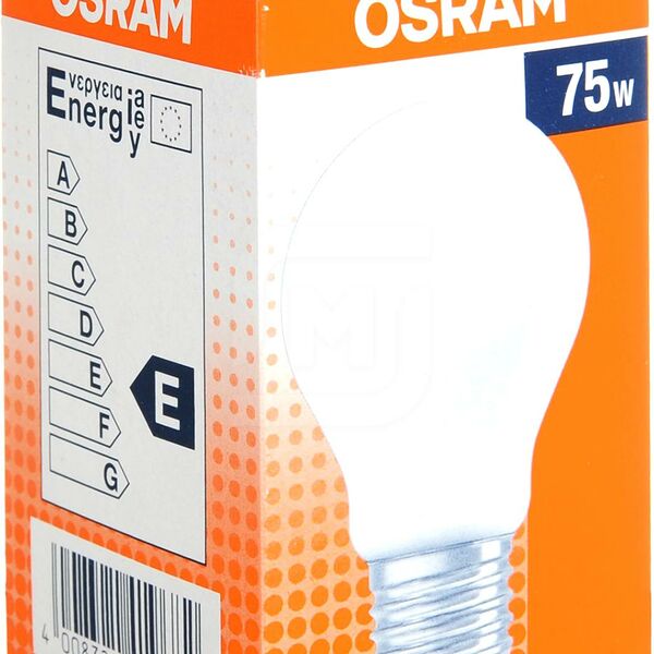 Лампа накаливания Osram E27 матовая, груша, 75 Вт