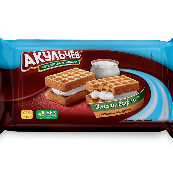 Вафли мягкие АКУЛЬЧЕВ Венские с нежным йогуртом 105 г