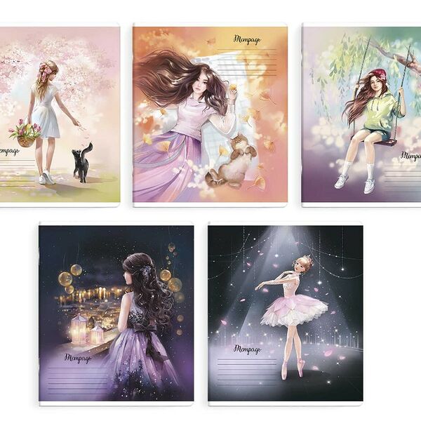 Тетрадь Феникс Теплые чувства клетка 18л 1шт, в ассортименте