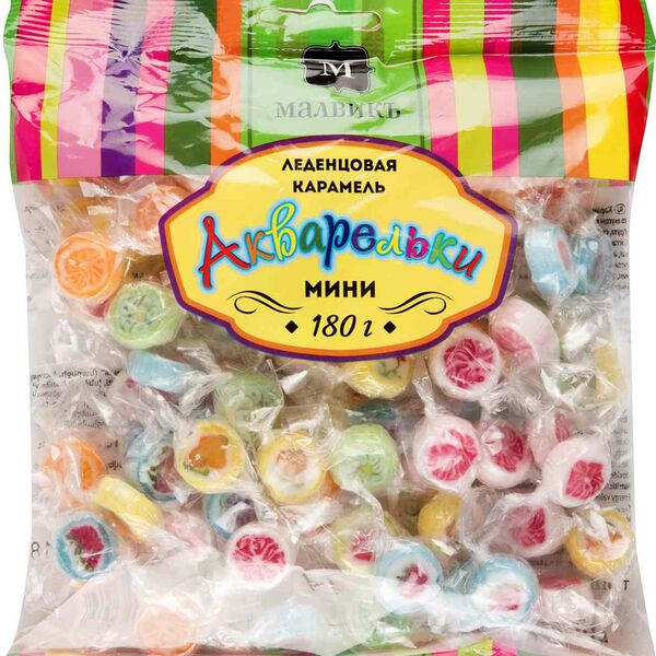 Карамель леденцовая Малвикъ Акварельки мини, ассорти, 180 г