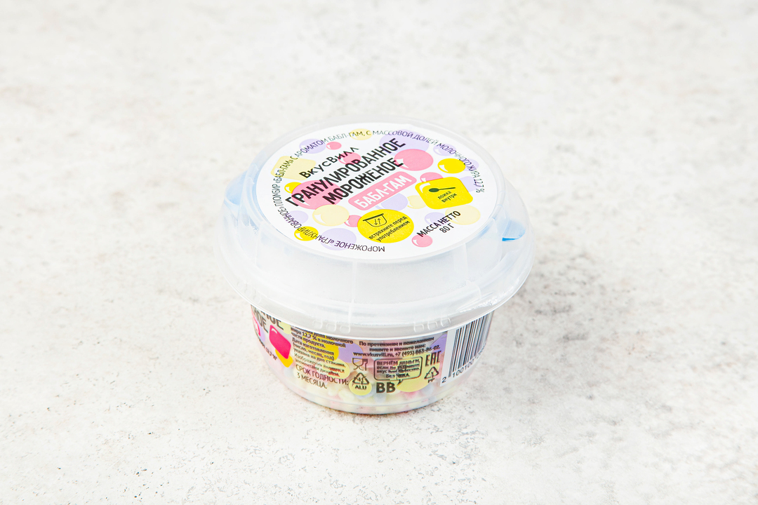 

Мороженое гранулированное ВкусВилл Бабл-Гам 80 г