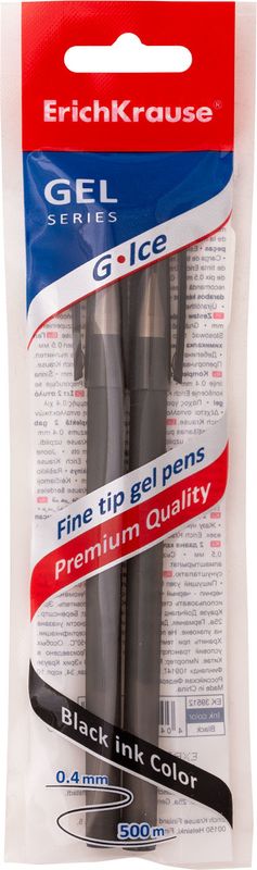 

Ручка гелевая Erich Krause G-Ice черный 0.5 мм 2 шт