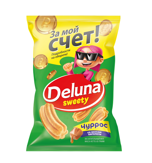 Снеки кукурузные DeLuna Чуррос карамель 85 г