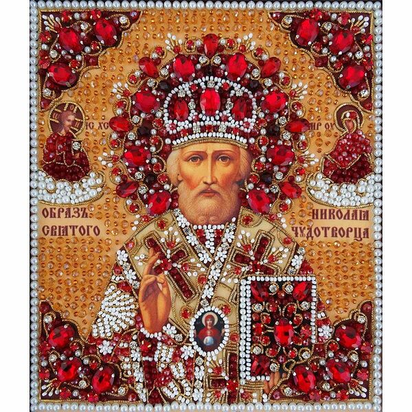 И-17в Набор для вышивания хрустальными камнями 'Николай Чудотворец'  17,8 х 21 см