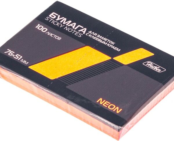 Бумага для заметок Hatber с клеевым краем Neon Оранжевая 7.6*5.1см 100 листов