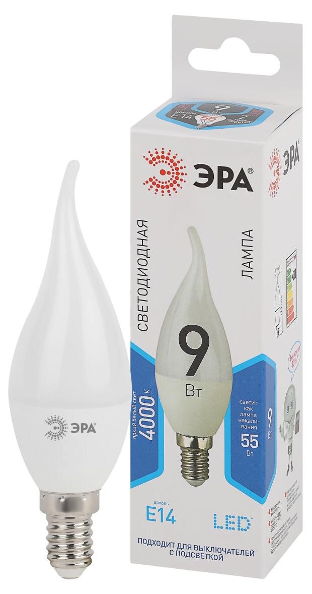 

Лампа светодиодная Эра LED smd BXS 9 Вт свеча белый свет цоколь Е14 АТЛ