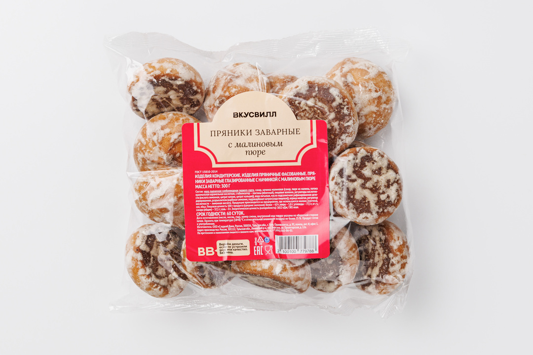 

Пряники заварные ВкусВилл с малиновым пюре, 300 г