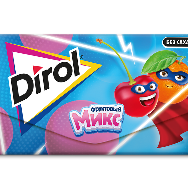 Жевательная резинка Dirol Фруктовый Микс в пластинках без сахара со вкусом фруктов, 13.5 г