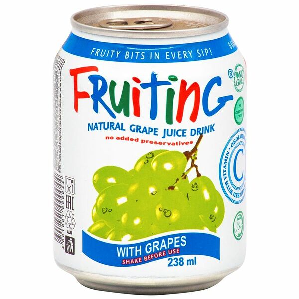 Напиток сокосодержащий Fruiting из виноградного сока с целыми виноградинами, 238 мл