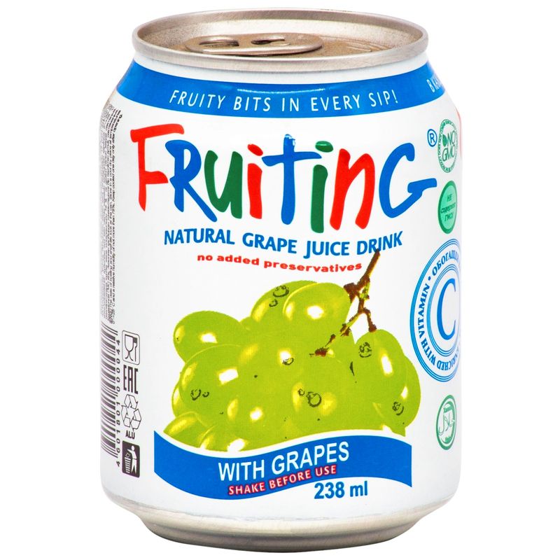 

Напиток сокосодержащий Fruiting из виноградного сока с целыми виноградинами, 238 мл