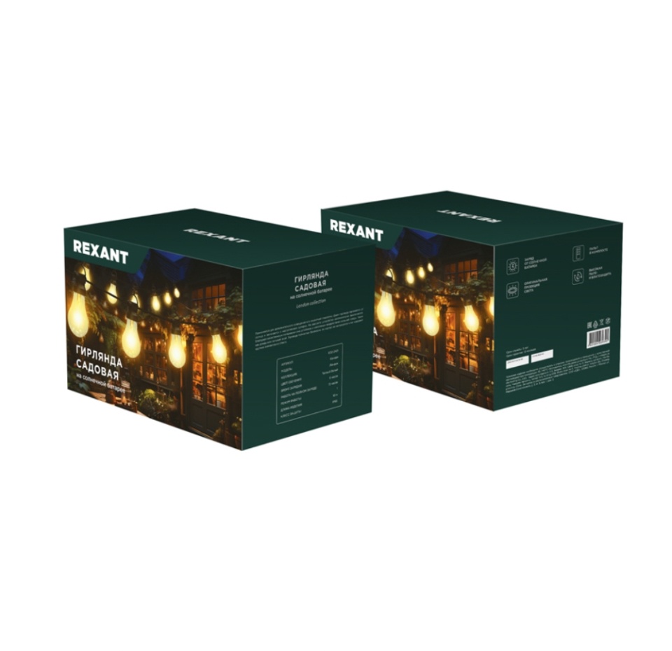 

Гирлянда садовая Rexant Канэри со встроенным аккумулятором коллекция Лондон 10м, 1 шт