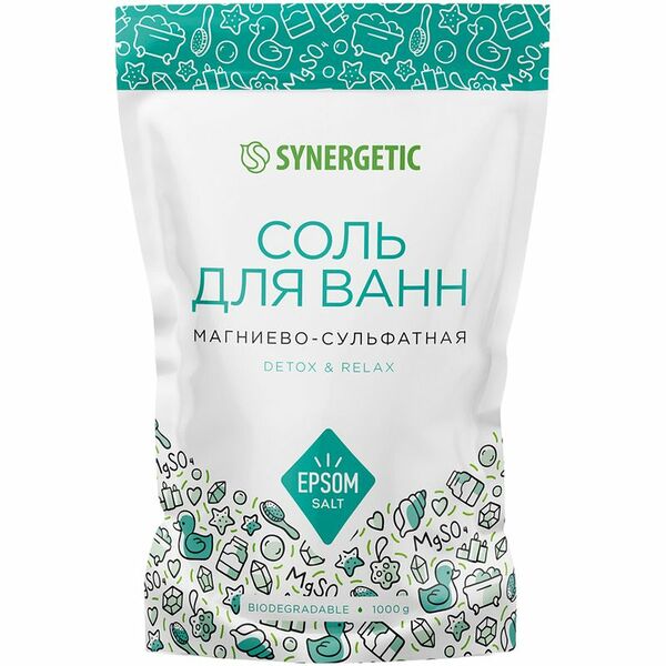 Соль для ванны магниево-сульфатная Synergetic Detox&Relax 1 кг