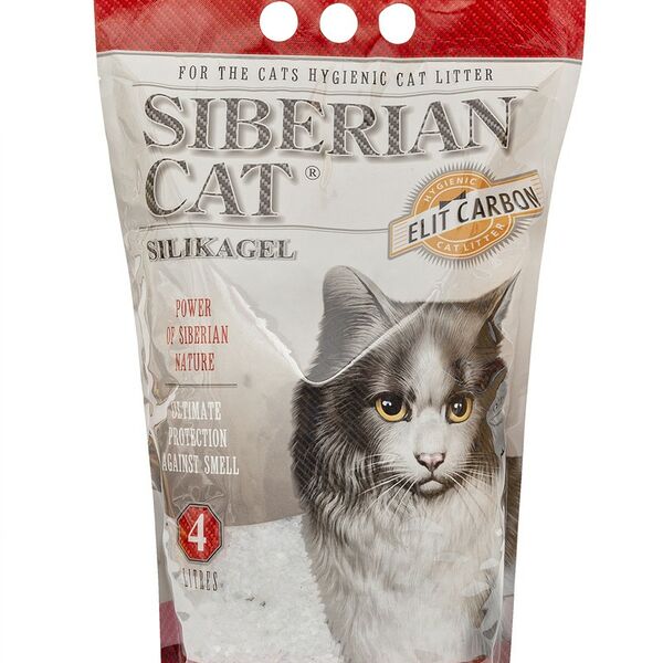 Наполнитель Сибирская Кошка Элита Carbon силикагель для кошек 4 л