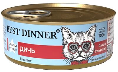 Best Dinner Vet Profi Gastro Intestinal консервы для кошек с чувствительным пищеварением (паштет) Дичь