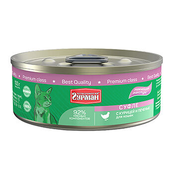 Влажный корм для кошек Четвероногий гурман Суфле с курицей и печенью 