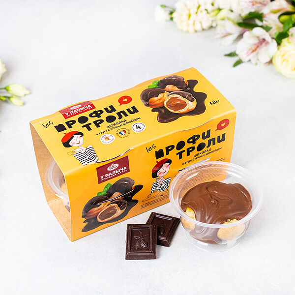 Профитроли с начинкой Шоколад в соусе с темным шоколадом 320 г