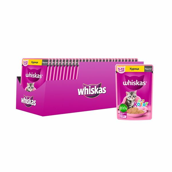 Корм для котят WHISKAS курица паштет пауч 75г (упаковка - 24 шт)