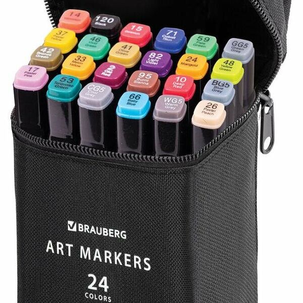 Маркеры для скетчинга Brauberg двусторонние, 24 цвета