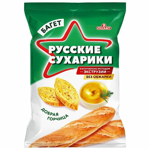 Сухарики Русскарт пшеничные хрустящие со вкусом Добрая горчица