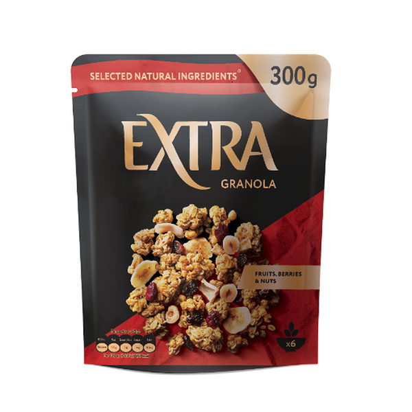 Гранола-мюсли Extra хрустящая с фруктами ягодами и орехами, 300г