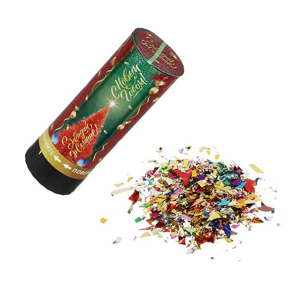 Сноу бум хлопушка пружинная, 10 см, наполнитель фольга, арт 2025