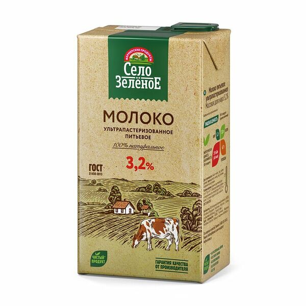 Молоко Село Зелёное ультрапастеризованное 3.2% 950мл