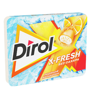 Жевательная резинка Dirol X-Fresh Ледяной мандарин без сахара со вкусом мандарина, 16г