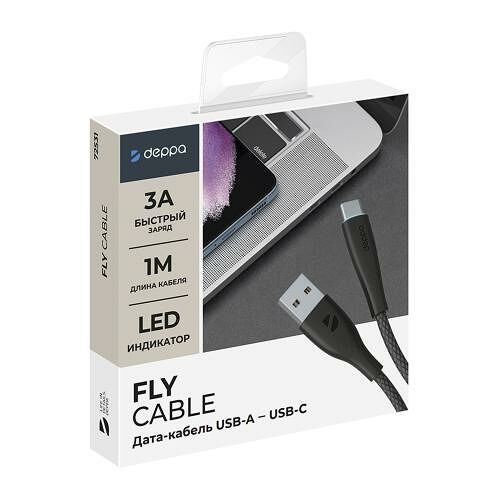 Дата-кабель Deppa Fly 72531 Type-C 3А нейлон 1 м