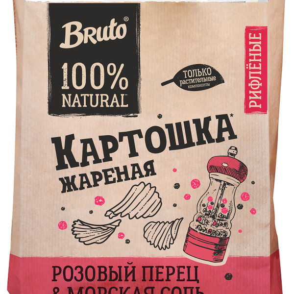 Чипсы картофельные Bruto розовый перец морская соль