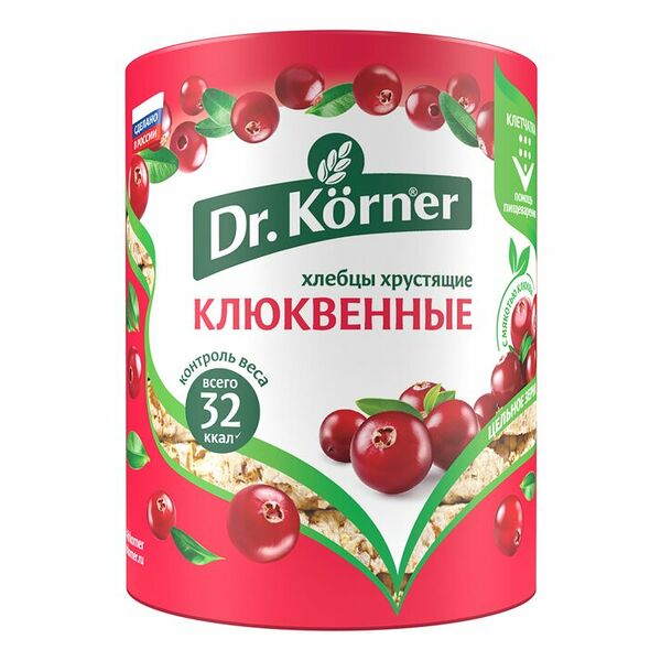 Хлебцы хрустящие Dr. Körner злаковый коктейль клюквенный, 100г