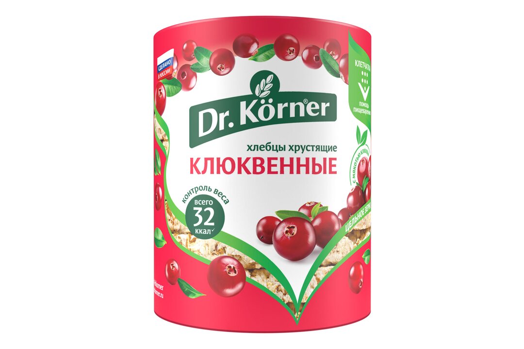 

Хлебцы хрустящие Dr. Körner злаковый коктейль клюквенный 100 г