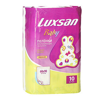 Пеленки LUXSAN Baby Premium 60*90 см с рисунком 10 шт Россия