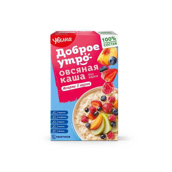 Каша овсяная Увелка Ассорти 5 вкусов, 5х40г