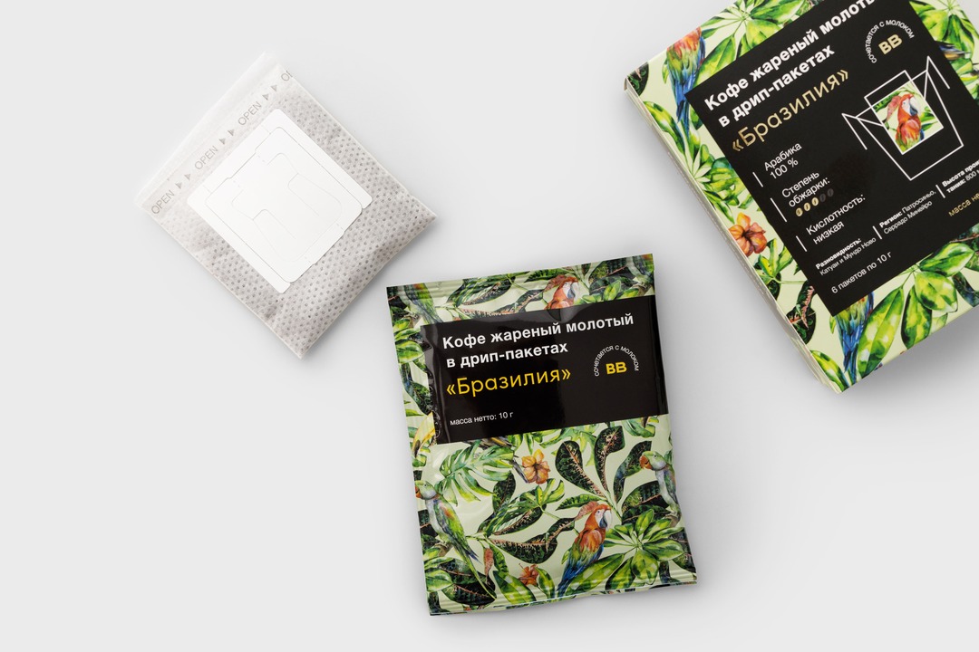 

Кофе жареный молотый ВкусВилл "Бразилия" в дрип-пакетах 6 шт. х 10 г