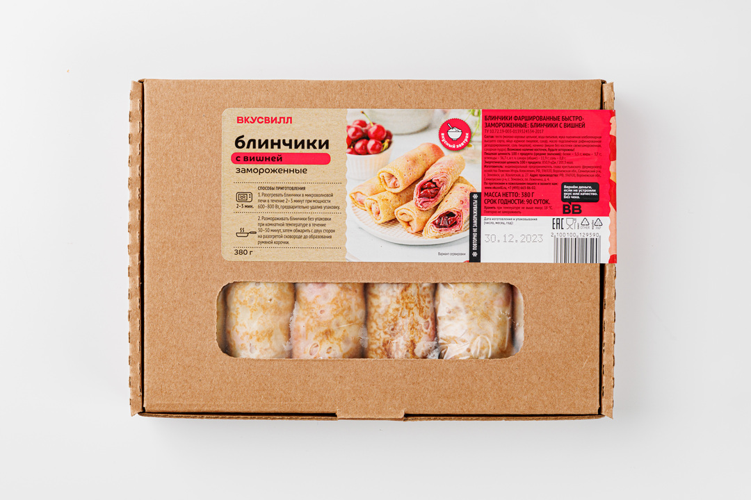 

Блинчики ВкусВилл с вишней замороженные 380 г