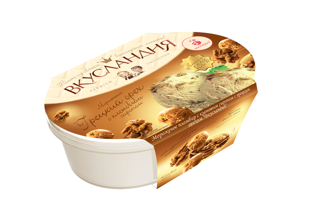 

Мороженое пломбир Вкусландия Грецкий орех с кленовым сиропом 15.9% 450 г