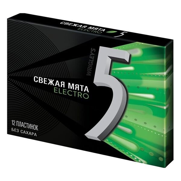Жевательная резинка Wrigley's 5 Electro Свежая мята без сахара, 31.2г
