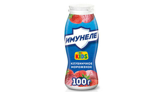 Напиток кисломолочный Имунеле For Kids Клубничное мороженое 1.5% 100мл