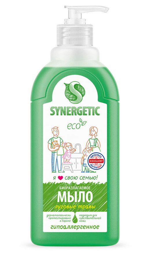 

Мыло жидкое Synergetic Биоразлагаемое Луговые травы гипоаллергенное 500 мл