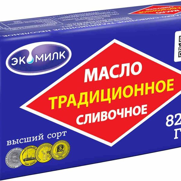 Масло сливочное Экомилк Традиционное 82.5% 160 г