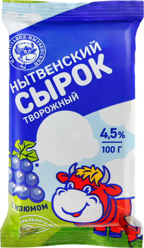 

Сырок творожный Маслозавод Нытвенский с изюмом 4.5% 100 г
