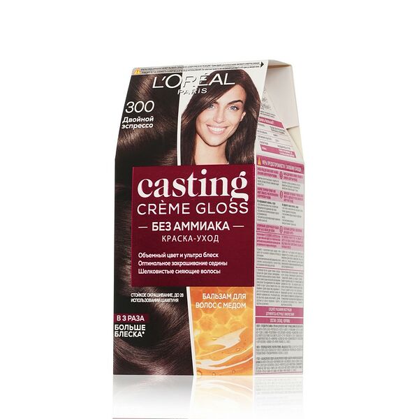 Стойкая краска-уход L'Oreal Paris для волос Casting Creme Gloss без аммиака, оттенок 300, Двойной Эспрессо