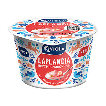 Йогурт сливочный Valio Laplandia с клубникой и бисквитом 7.1%