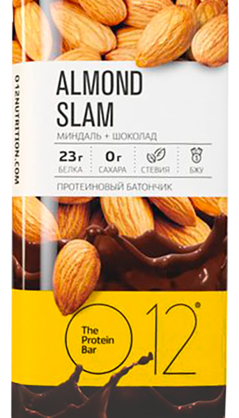 Батончик О12 вафельный с белковой начинкой, с какао и миндалем в молочной глазури
