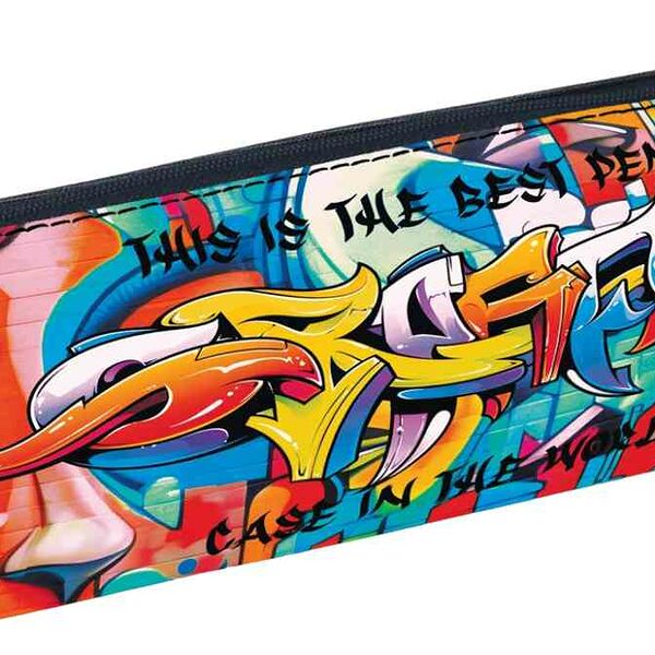 Пенал-тубус на молнии Hatber Яркое граффити, 210×70 мм