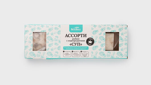 Ассорти рыбное с морепродуктами для супа замороженное