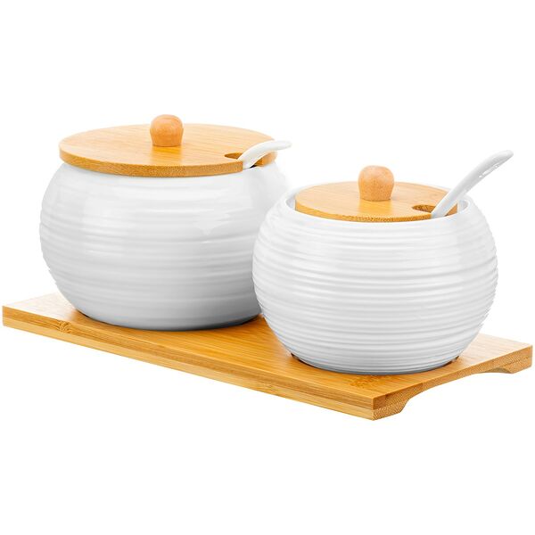 Набор Шелк на деревянной подставке, 4 предмета, фарфор/дерево