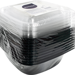 Контейнер пищевой с крышкой BONVIDA квадратный черный 375 мл 126х126х50мм 10 шт.